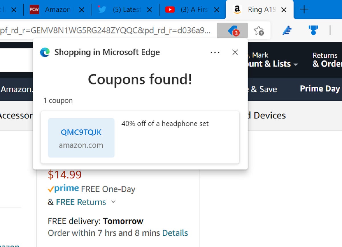 microsoft edge shopping coupons amazon prime day