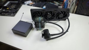 cooler master ML360 sub-zero AIO cooler on table