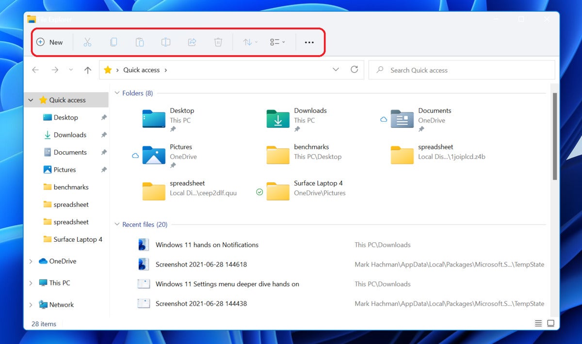 Microsoft hands on windows 11 file explorer icons highlighted