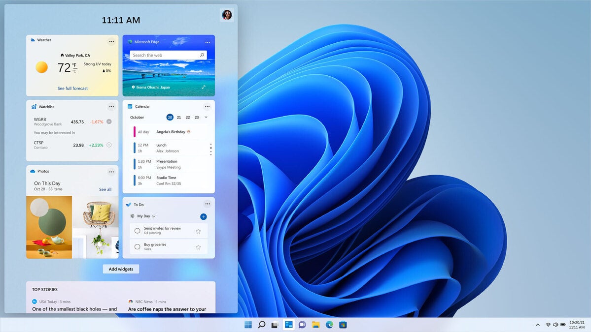 windows 11 widgets screen Microsoft