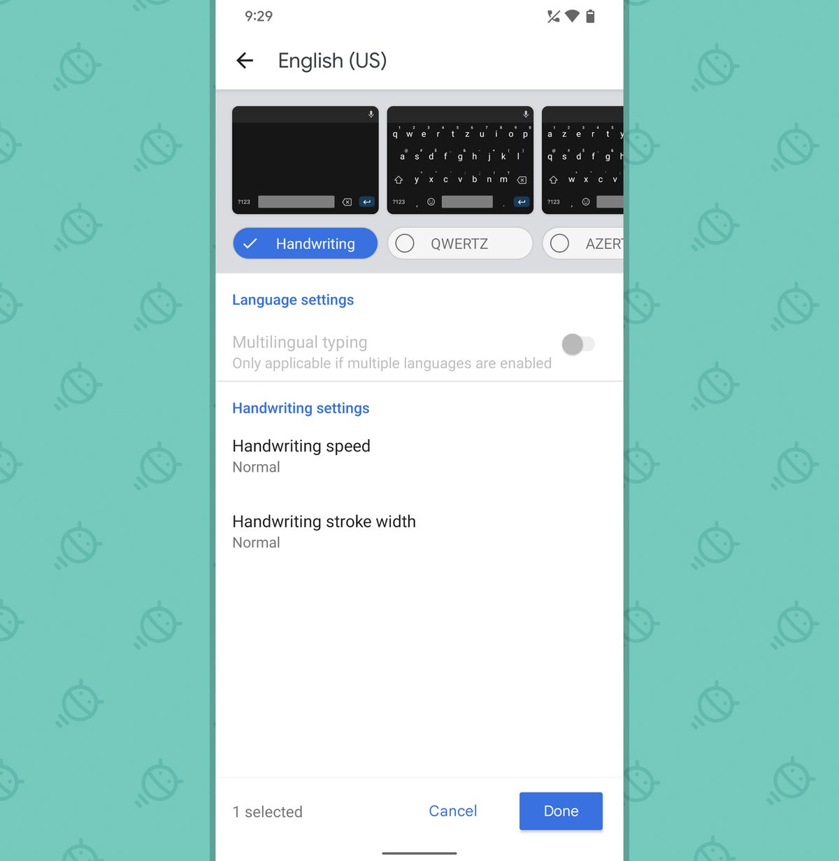 Gboard Shortcuts: Handwriting activate