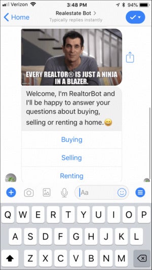MobileMonkey chatbot example