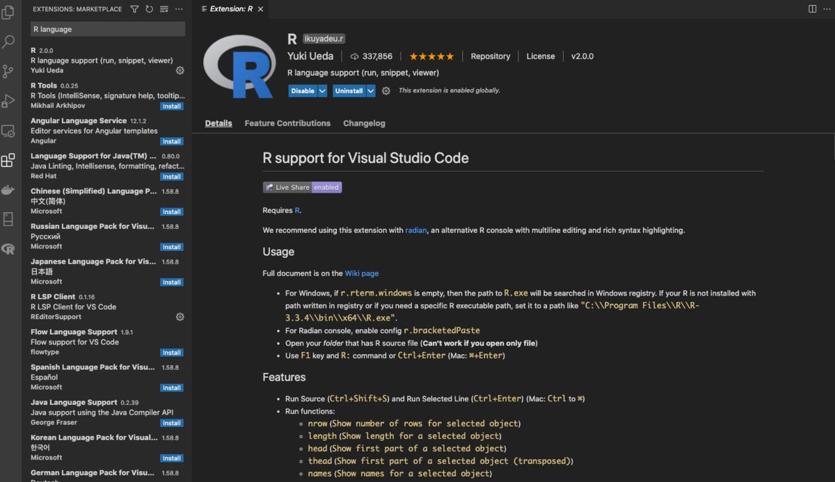 visual studio for mac supported languages