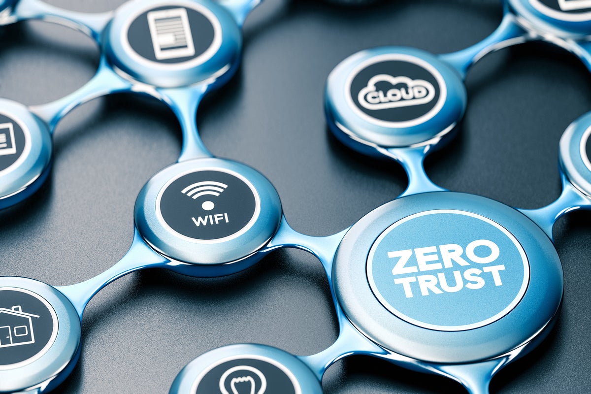 Conceptual image of a network labeled 'Zero Trust.'