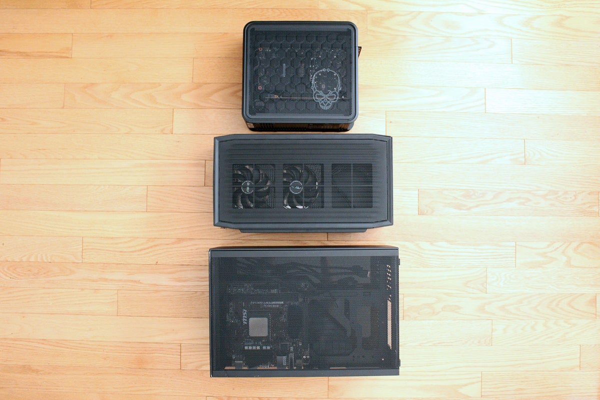 Size comparison between Ghost Canyon NUC, Beast Canyon NUC, and Meshlicious case