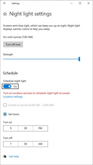 reduce blue light windows 10