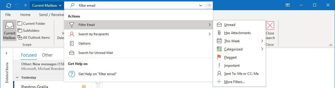 outlook microsoft365 04 search actions