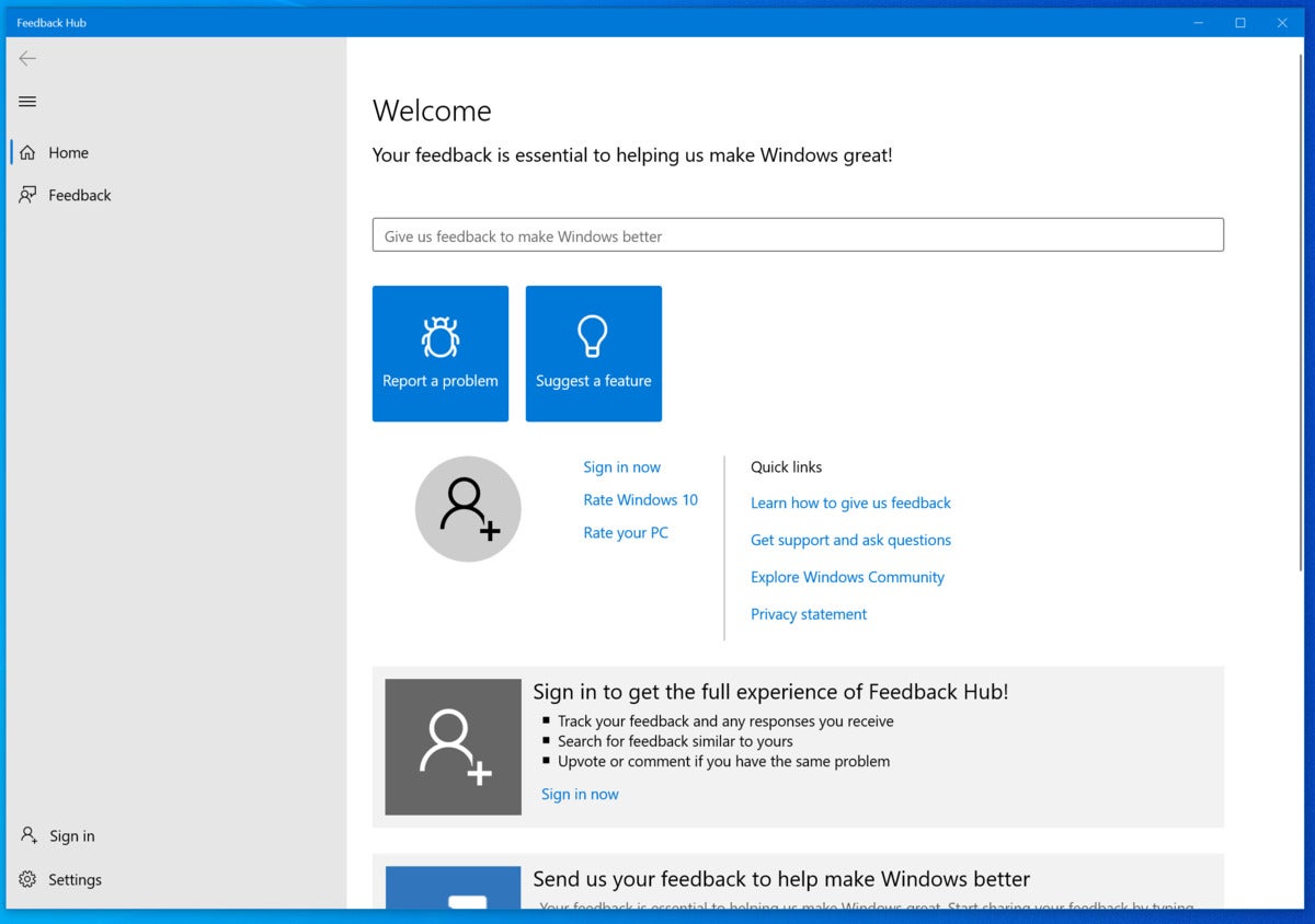 windows 10 feedback hub