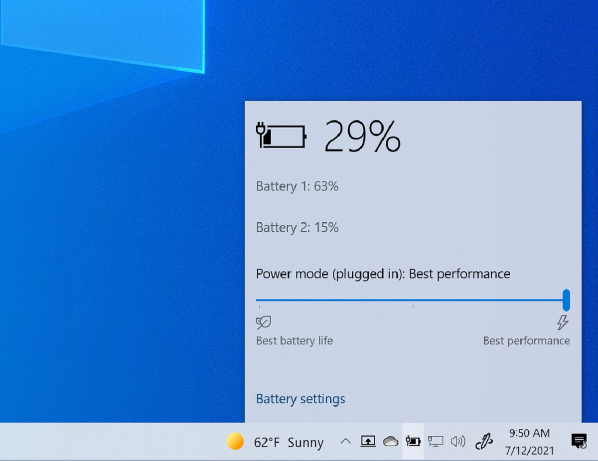 Windows 10 power slider