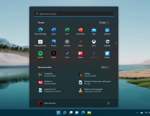 windows 11 start menu with search