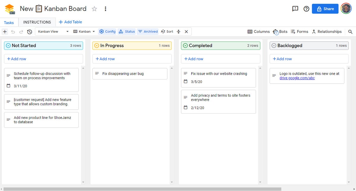 07 google tables kanban