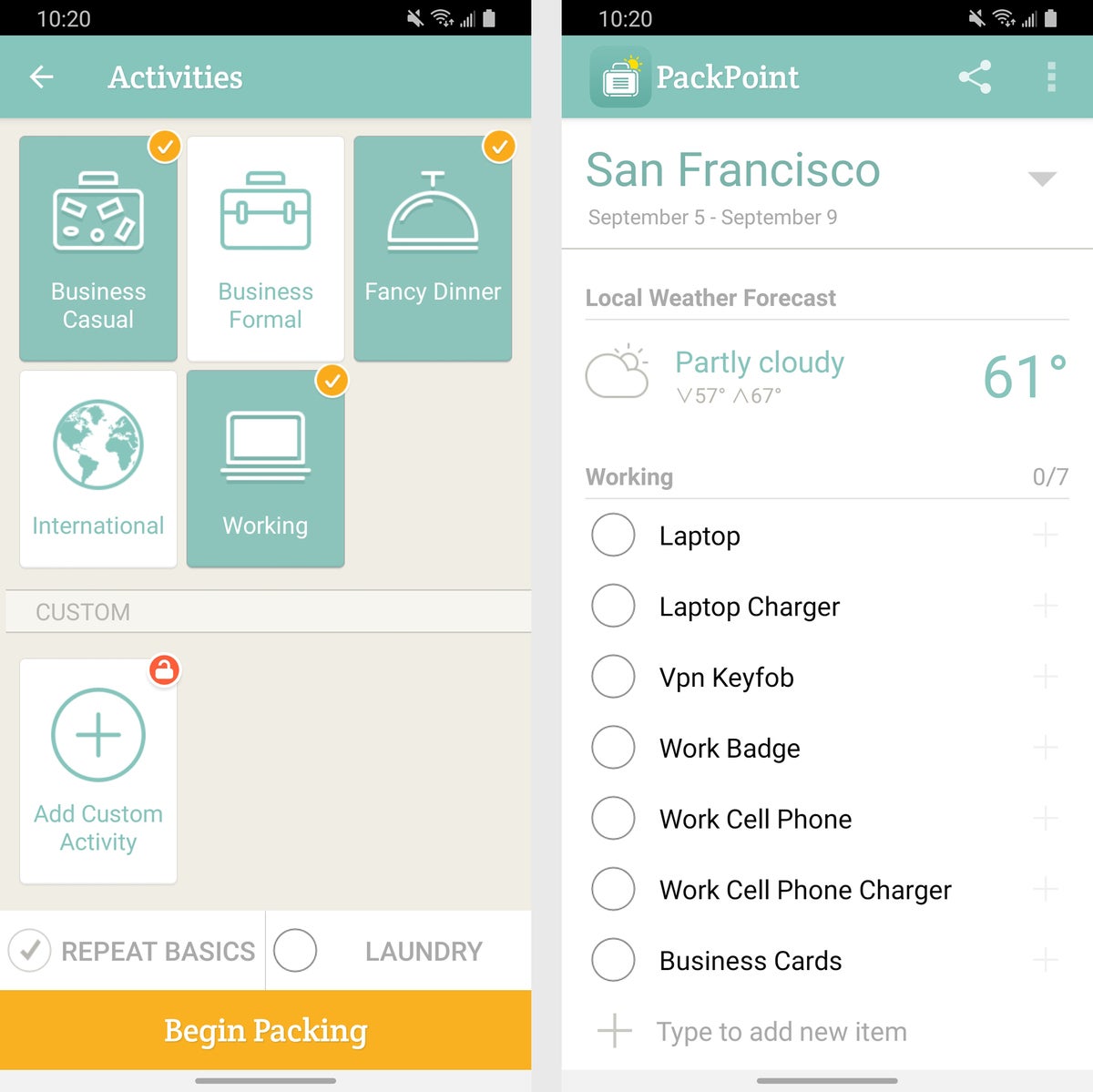 android travel apps packpoint 2021