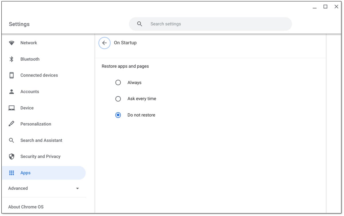 Chrome OS Feature: Restore