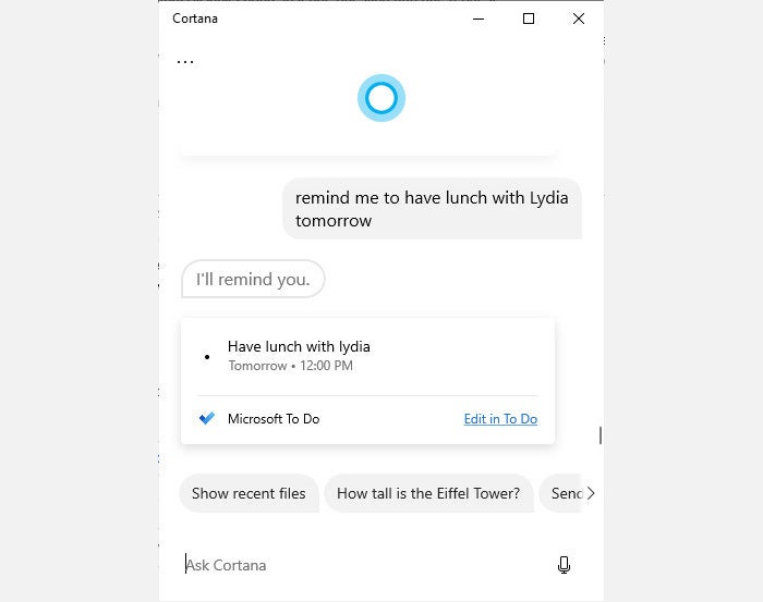 Cortana tips 2 recordatorio