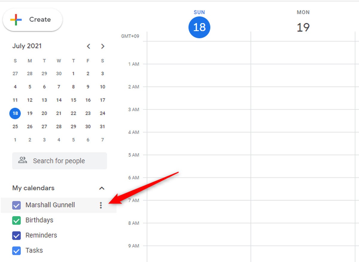 icon with three dots next to the calendar name