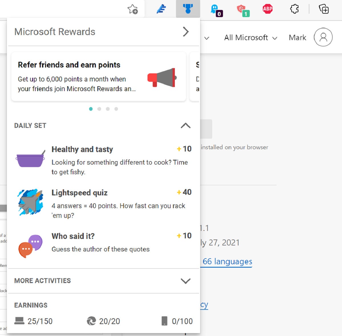 Microsoft Rewards Edge Plugins