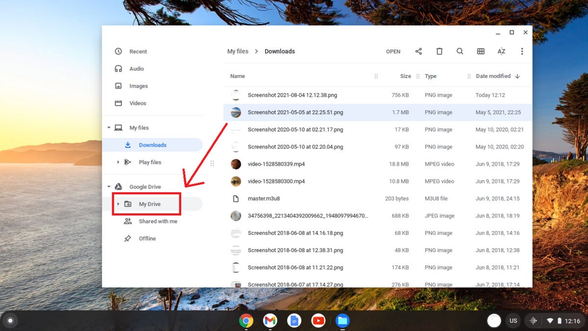 Chromebook Google Drive location in Files window