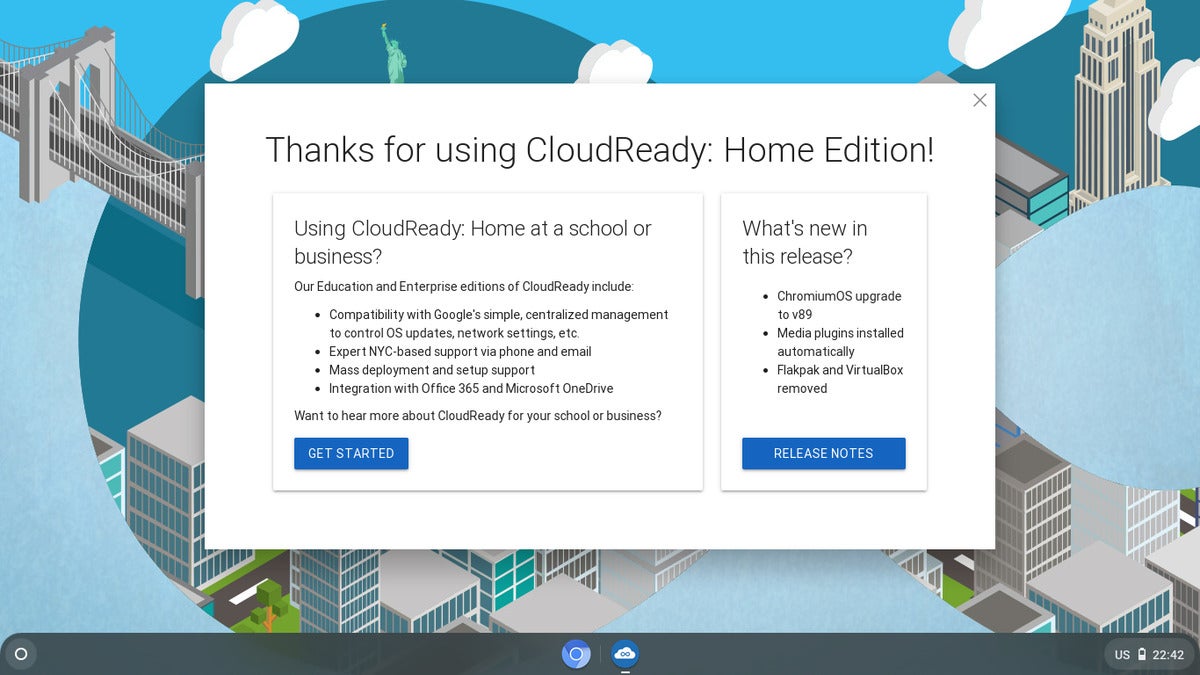 CloudReady v89 start screen