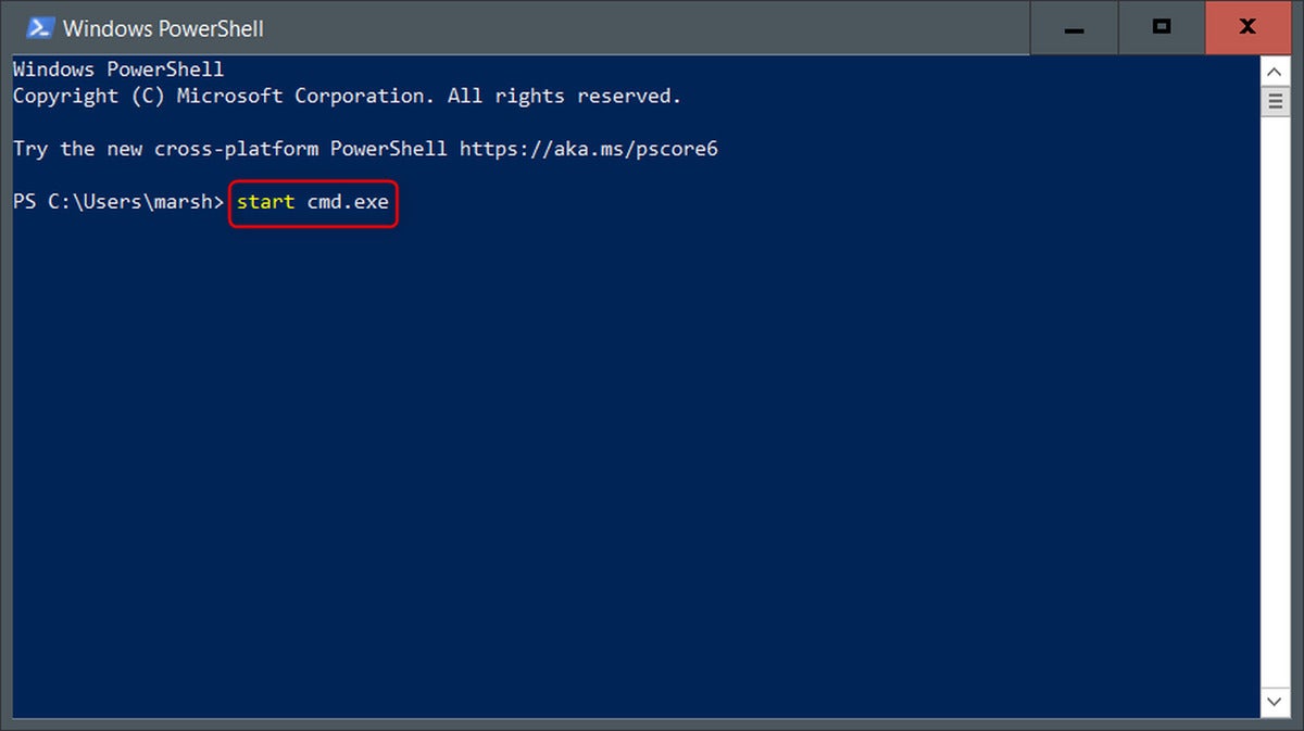 Type The Command In Windows Powershell To Open Command Prompt