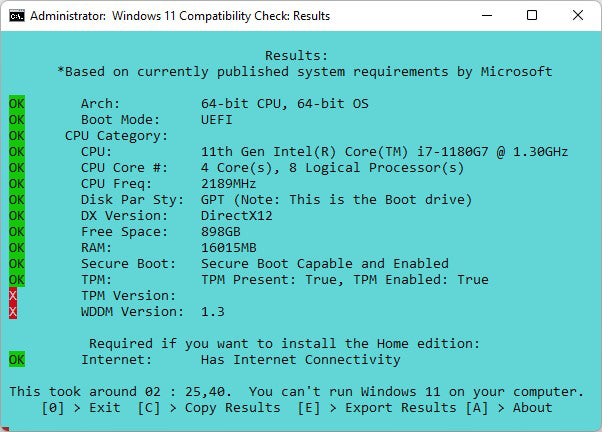 проверка обновления win11 07 win11compatcheck да