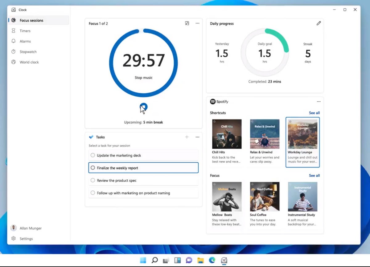 windows 11 clock focus sessions