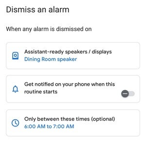 google assistant routine trigger dismiss alarm