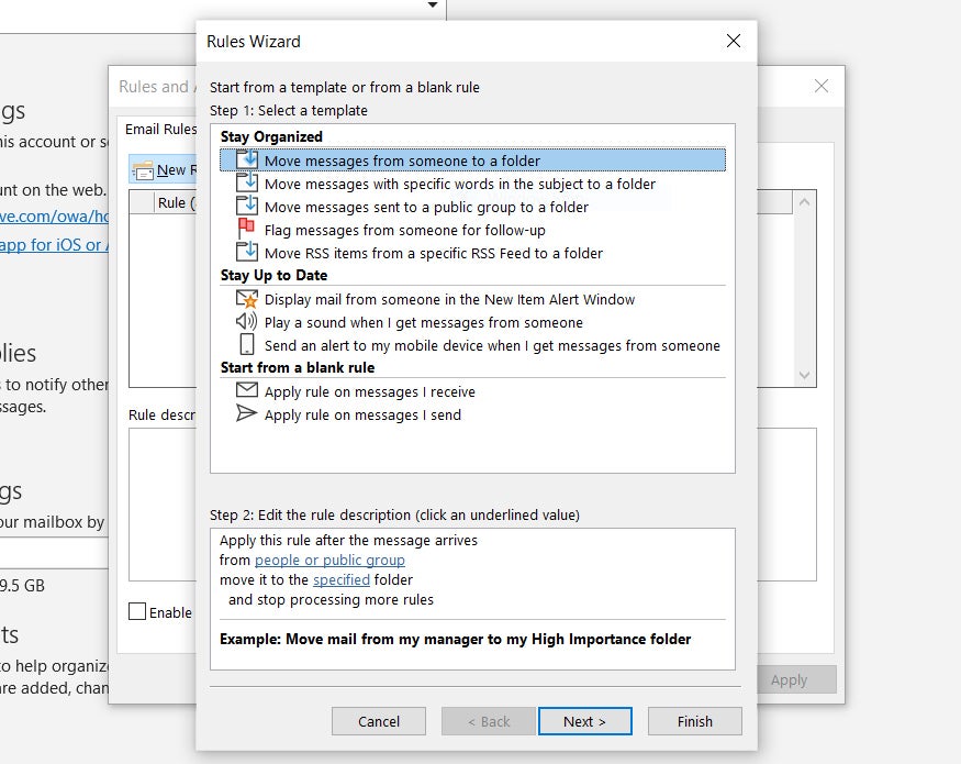 outlook 06 rules wizard