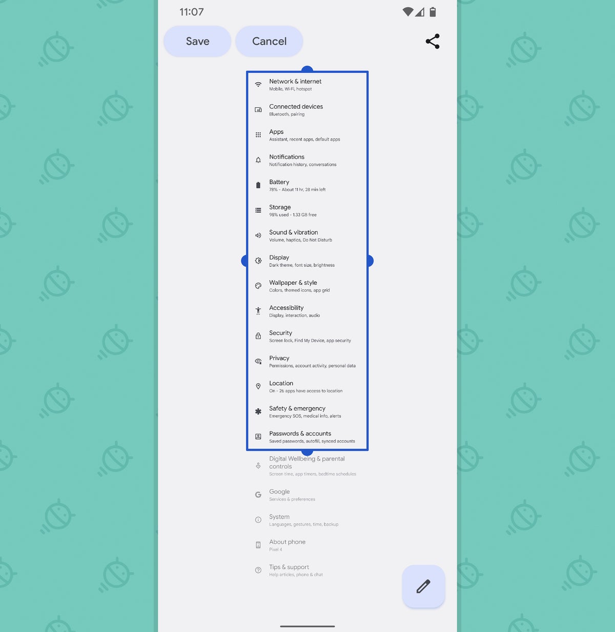 Google Pixel - Android 12: Scrolling screenshot