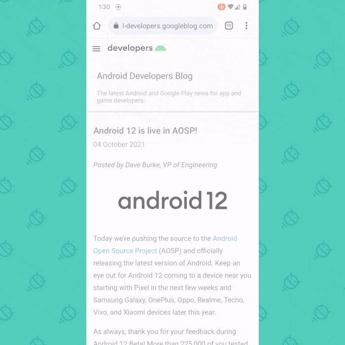 Google Pixel - Android 12: Screenshot swipe