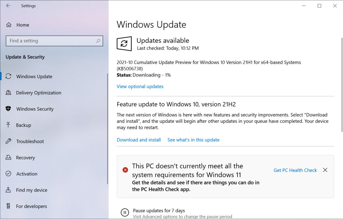 cumulative update preview for windows 10 version 21h1