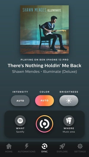 interfaz de sincronización philips hue spotify