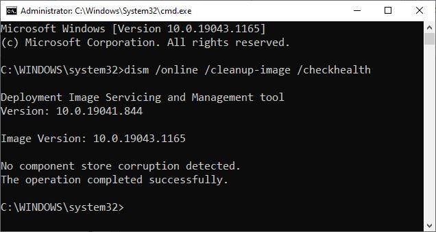 win10 repair 01 dism checkhealth