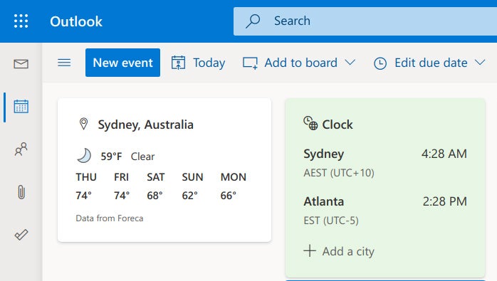 outlook calendar board 14 weather clock cards