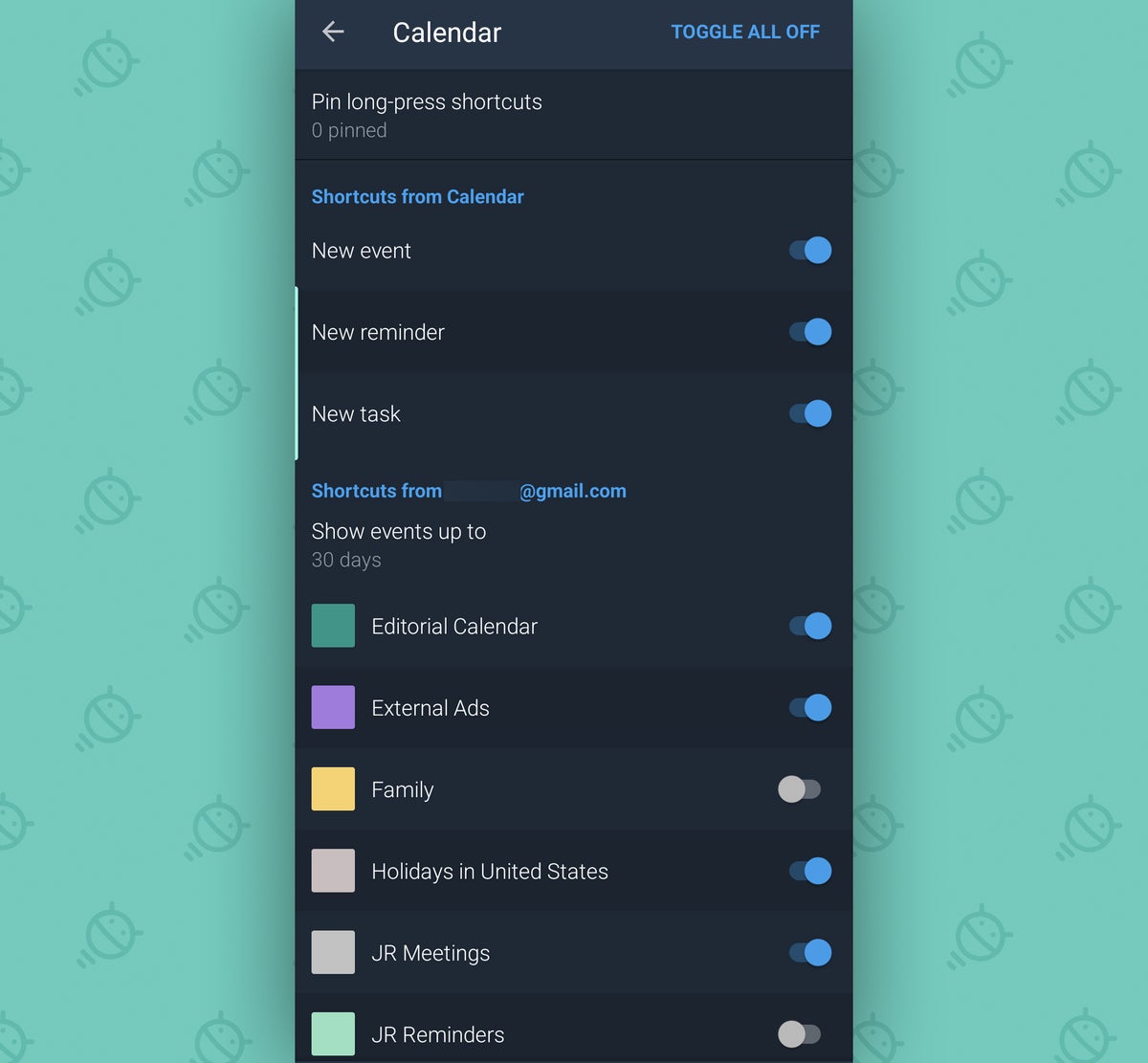Android App Shortcuts: Sesame Calendar
