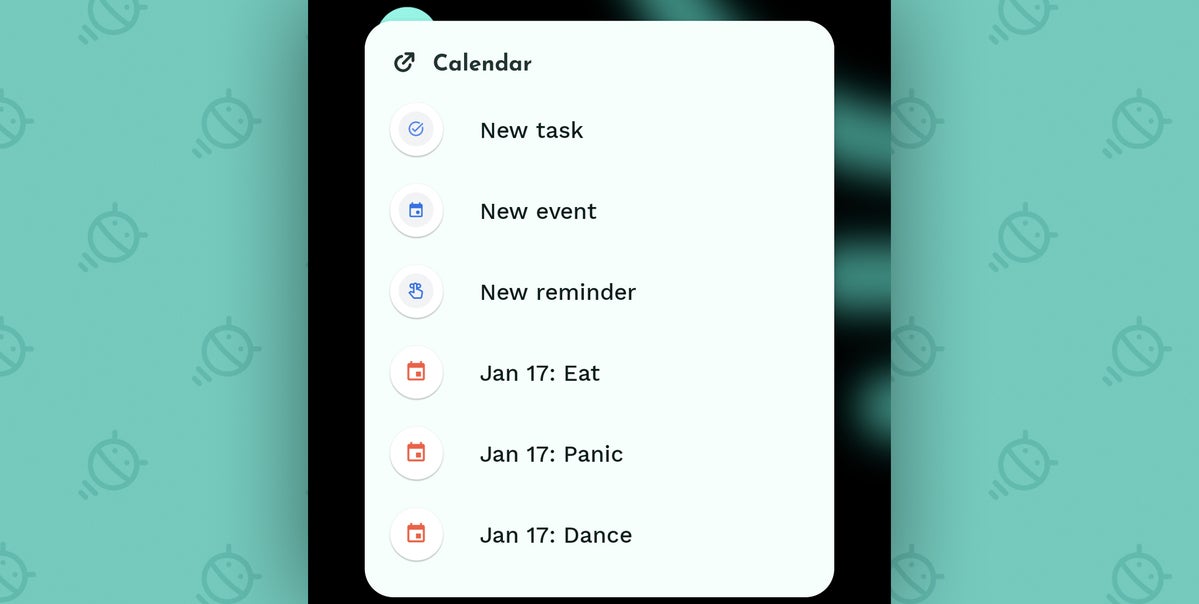 Android App Shortcuts: Sesame Calendar home screen