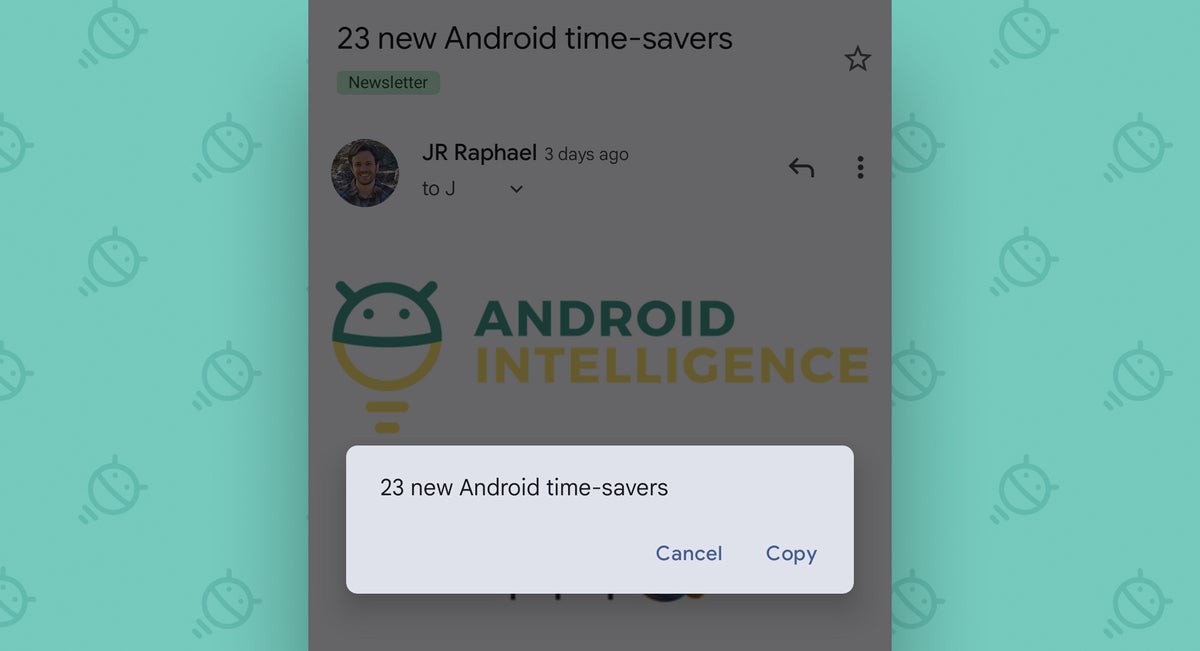Gmail Android App: Subject copy