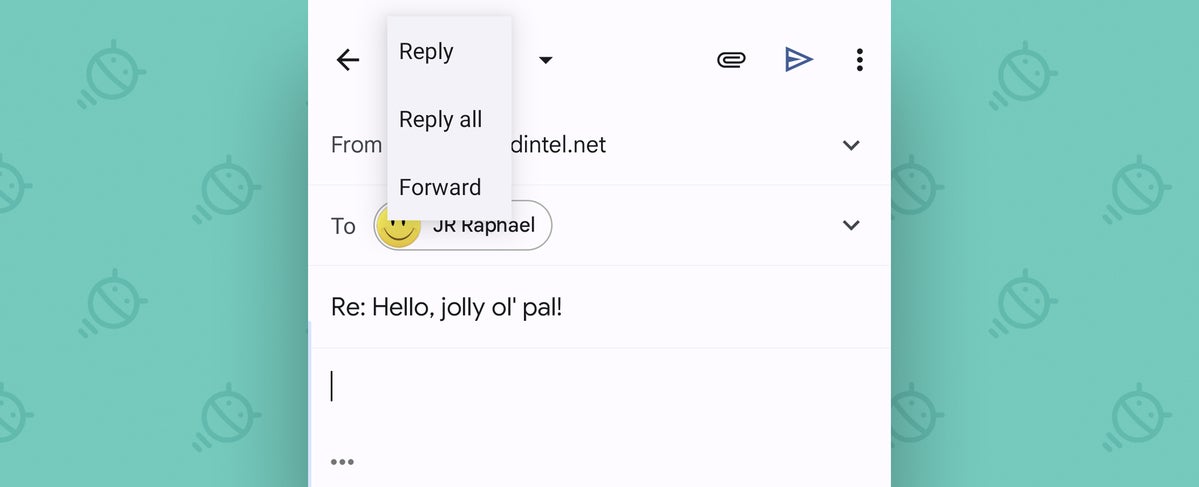Gmail Android App: Reply menu