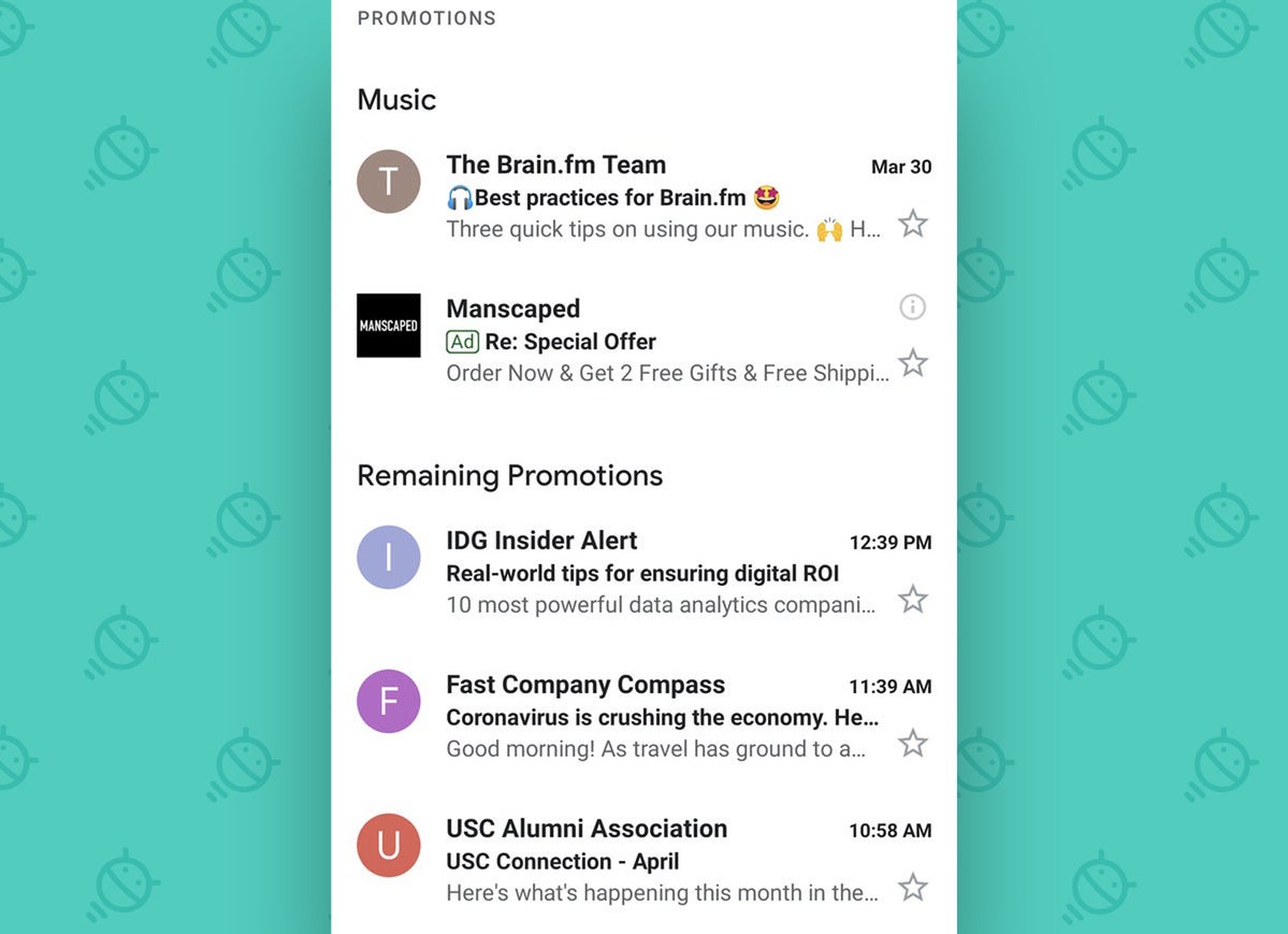 Gmail Android App: Promotions options