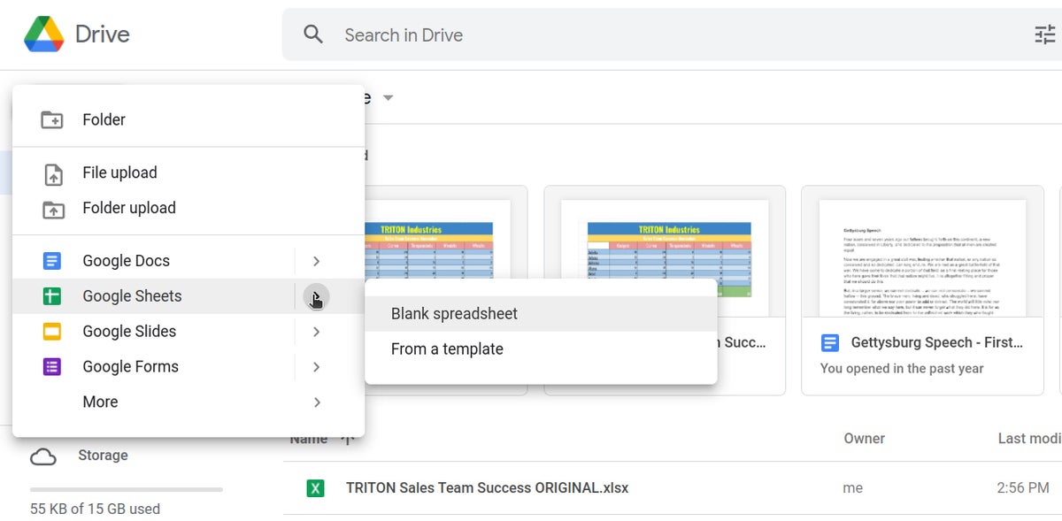 Google Sheets шпаргалка 02 открыть лист Google Drive