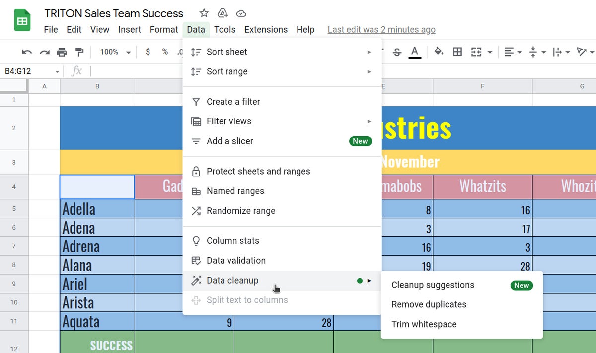 Google Sheets шпаргалка 07 меню данных