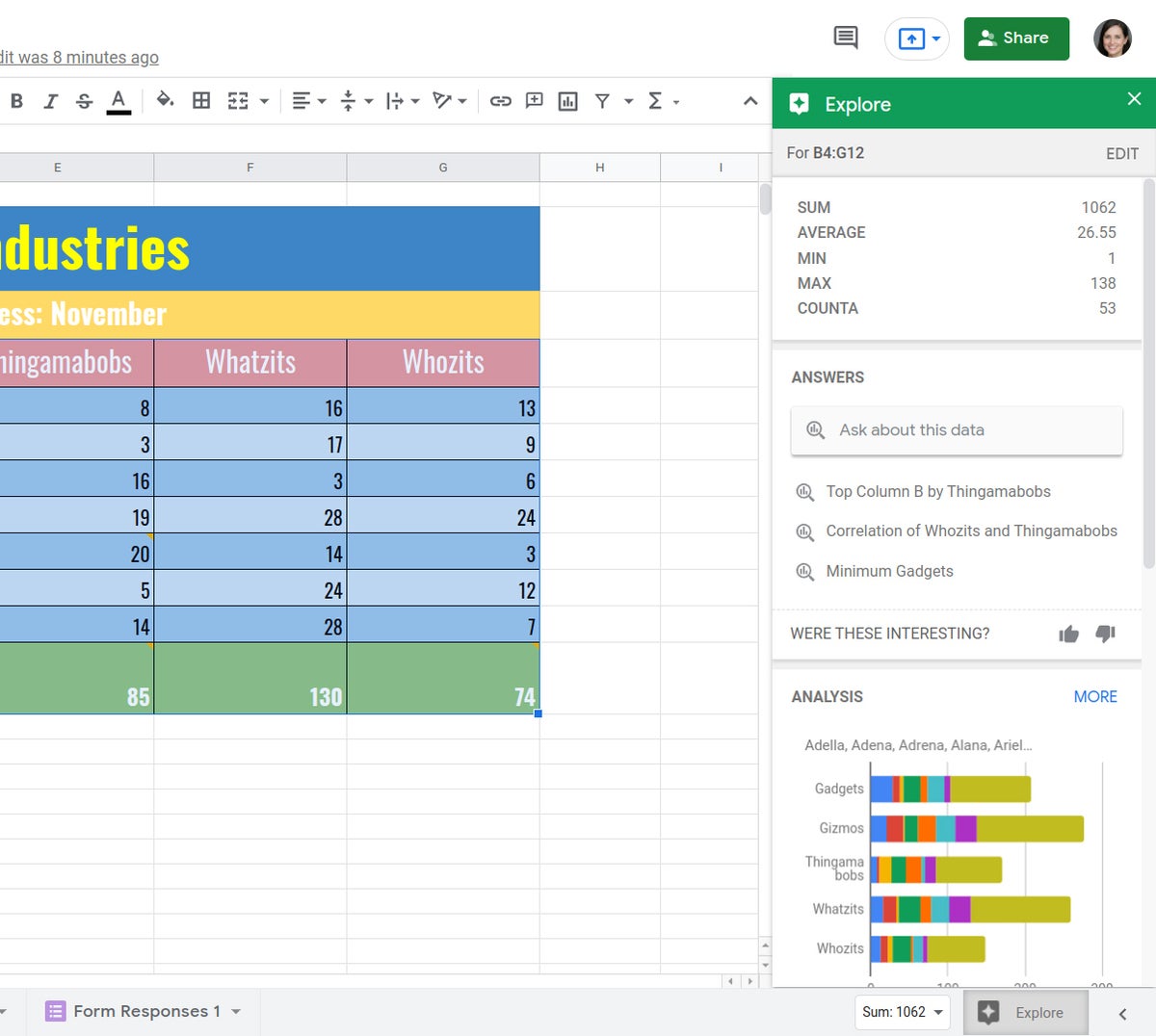 Google Sheets шпаргалка 15 панель исследования