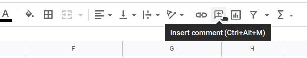 google sheets cheat sheet 20 insert comment button