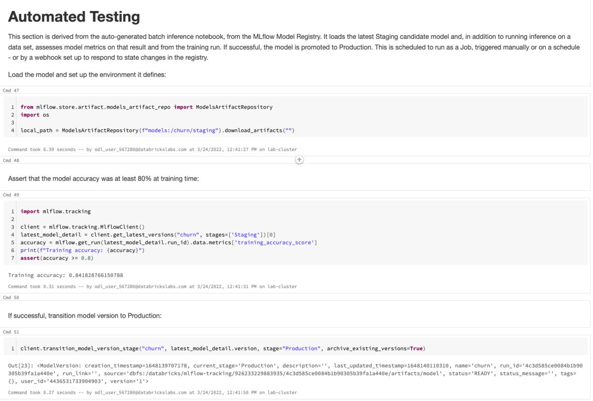 Testing the model's accuracy score.'