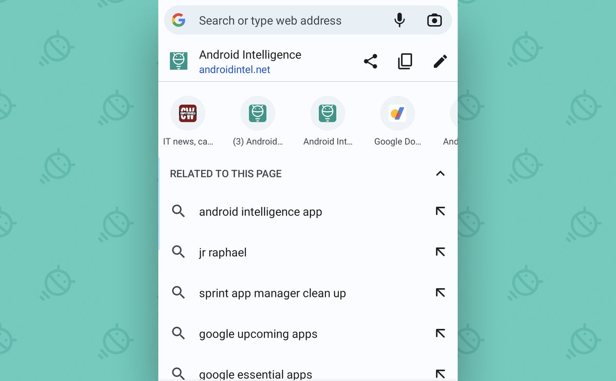 Chrome Android Shortcuts: Related sites