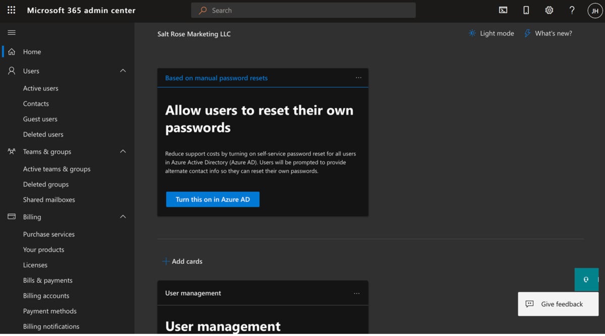 microsoft 365 admin center 2022