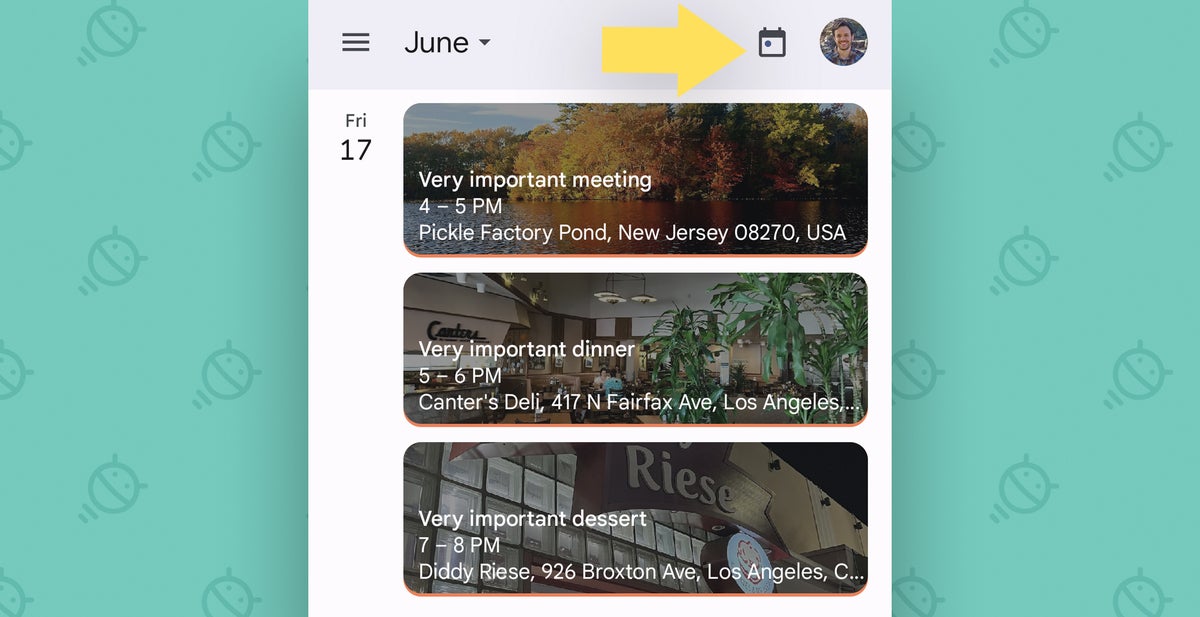 Google Calendar Android: salta a hoy