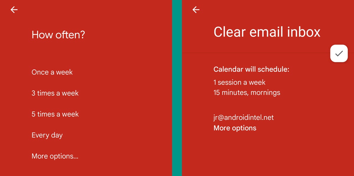 Google Calendar Android: configuración de objetivos