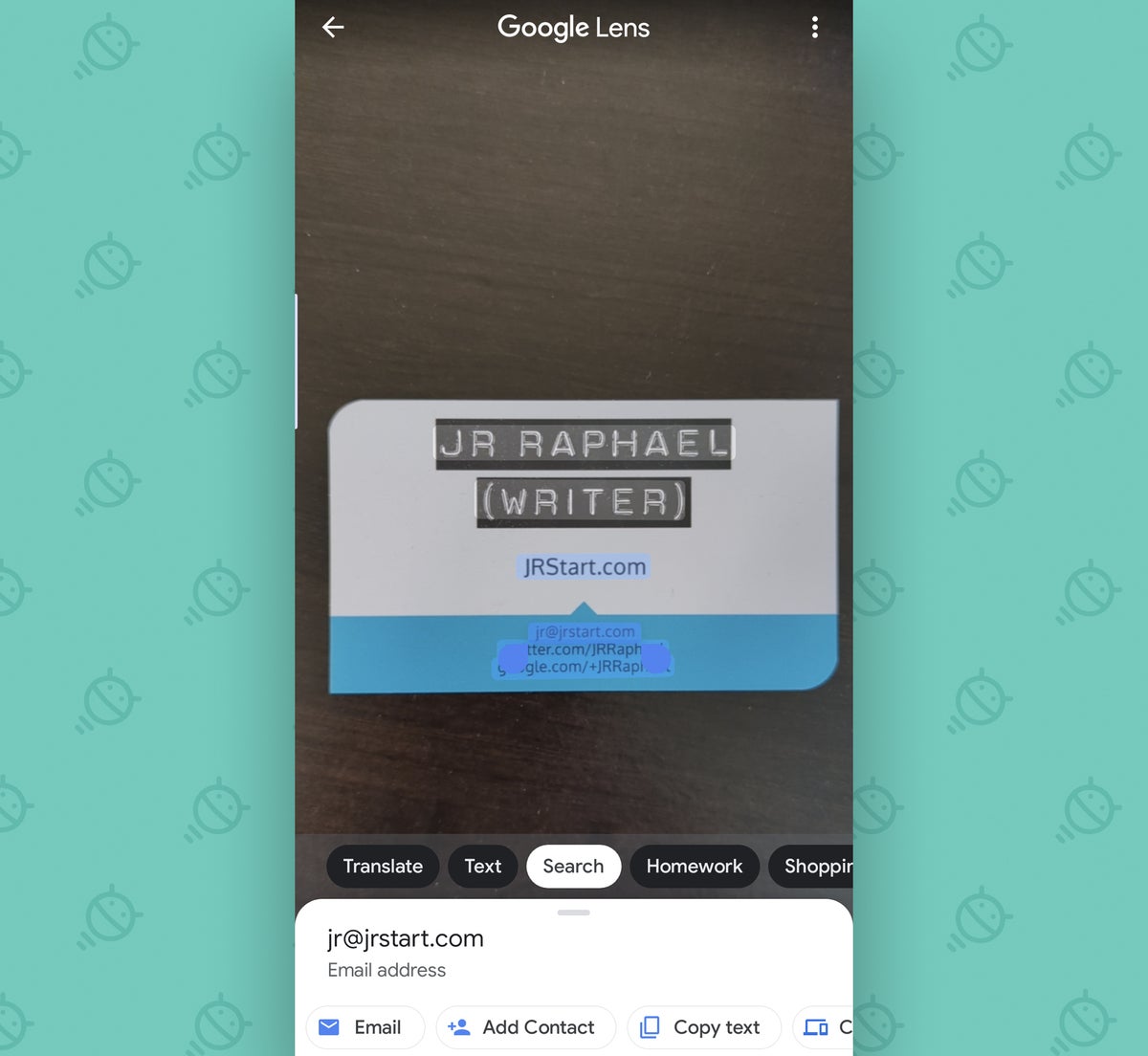 Google Lens Android: Email