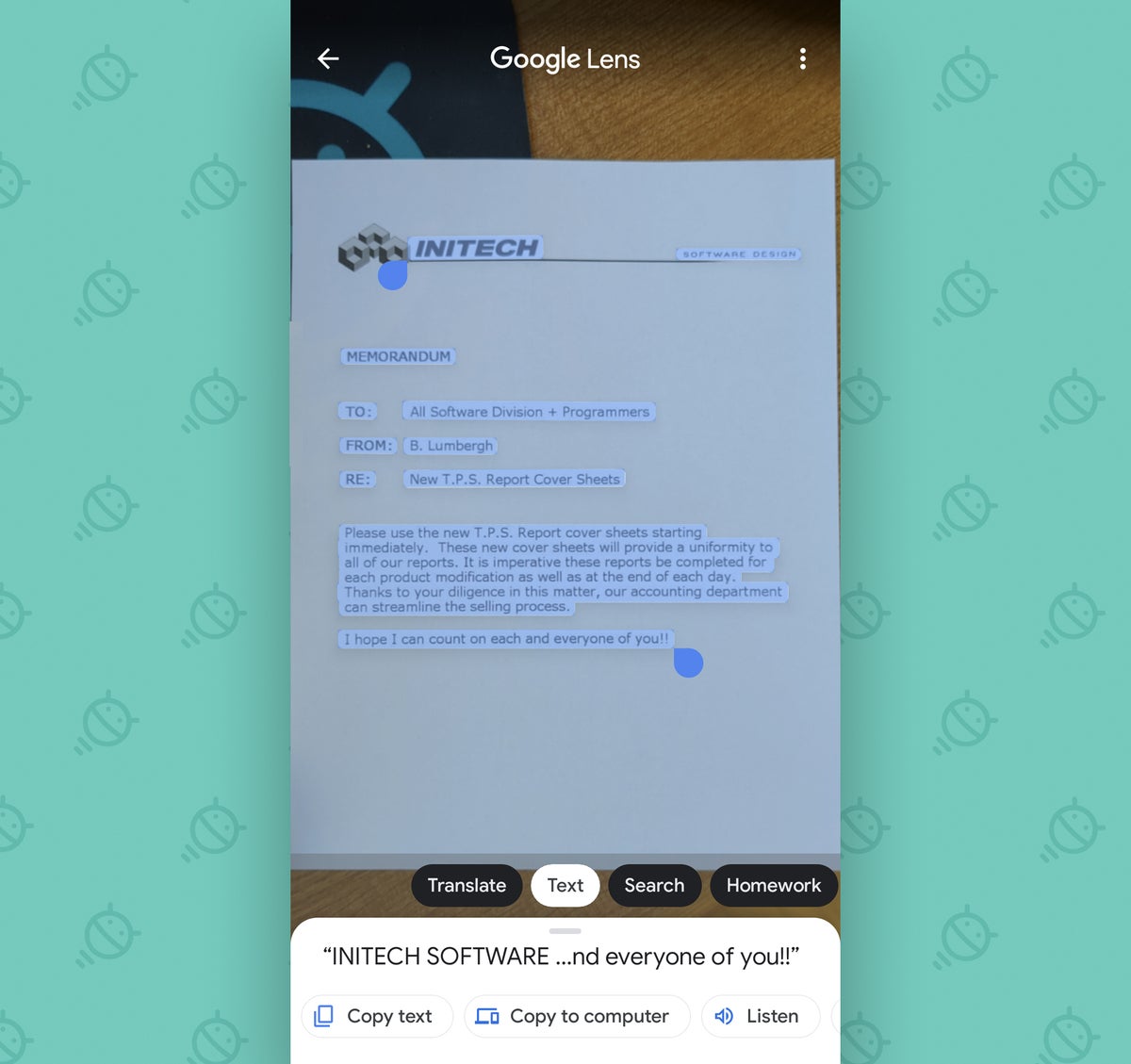 Google Lens Android: Seleccionar texto