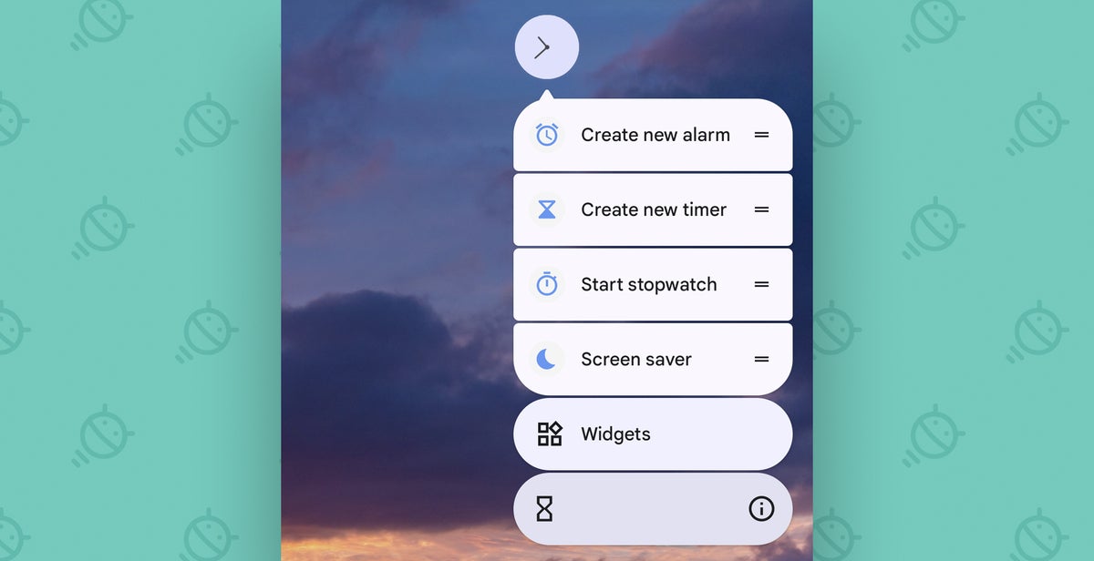 Pixel Clock app: Home screen shortcuts